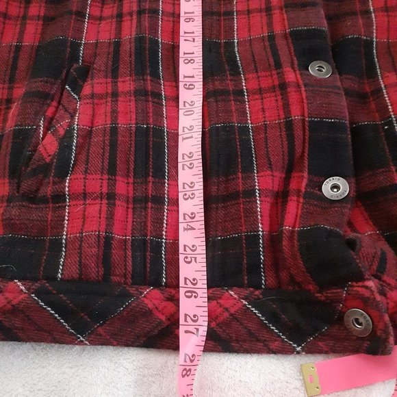 Torrid Women's Size 5X Red Plaid Sherpa Collar Button Up Trucker Jacket - Picture 12 of 14